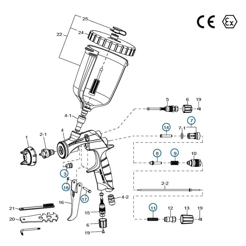 Pièces détachées pour pistolet IWATA WS400